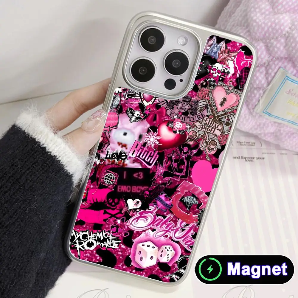 Aesthetic Y2K Star Phone Case for iPhone 17 16 15 14 13 12 11 Air Pro Max Plus Electroplated Silver Magsafe Cover