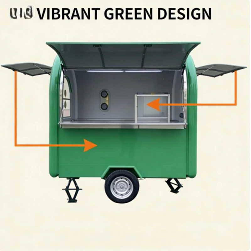 Customized Small Food Truck Trailer Full Kitchen Package for Fast Food Snack Ice Cream Hotdog Chips 220v Machinery Function