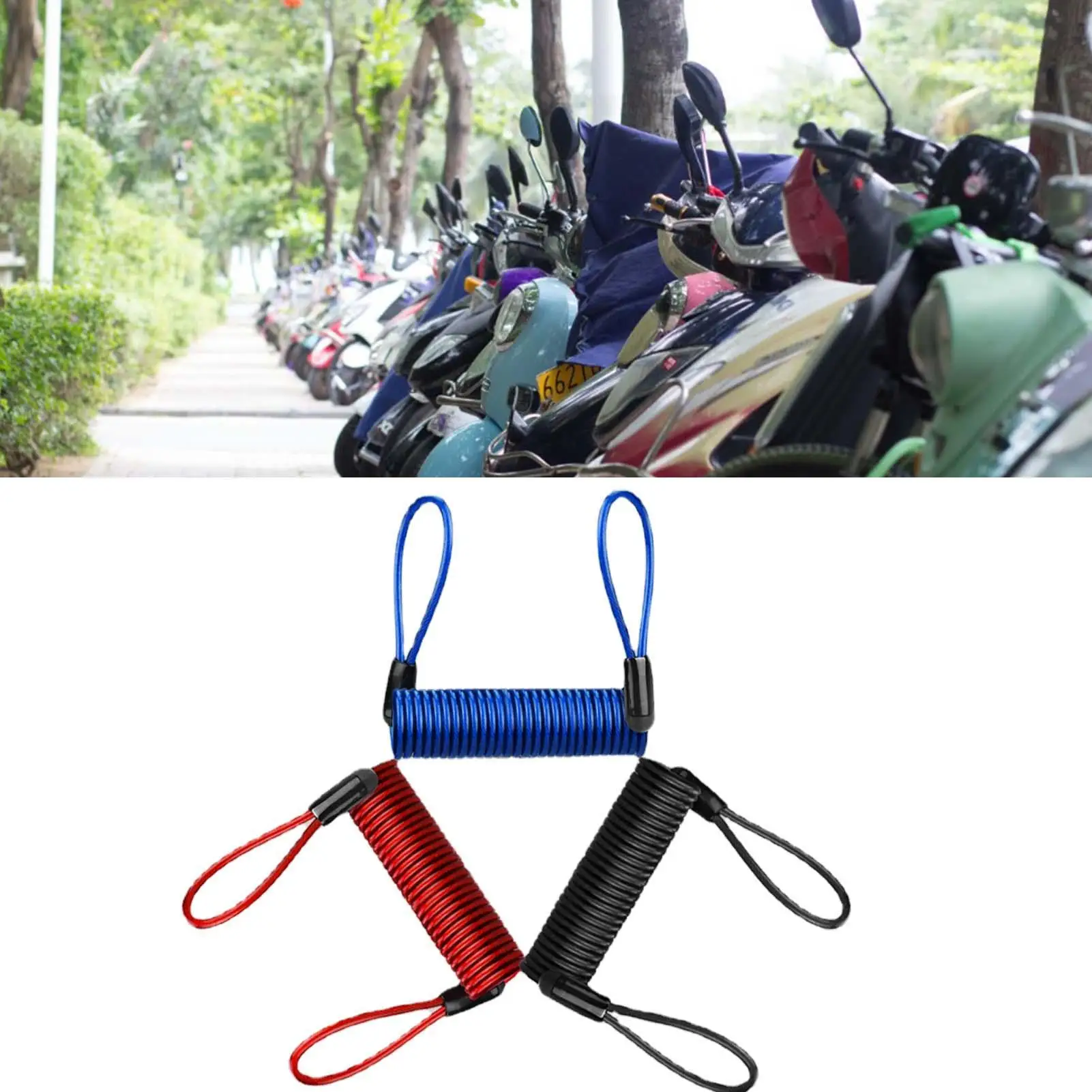 Lock Reminder Cable Disc Lock Cable For Antitheft Protection Security Steel Wire Spring Reminder Rope For Motorbike Vehicle