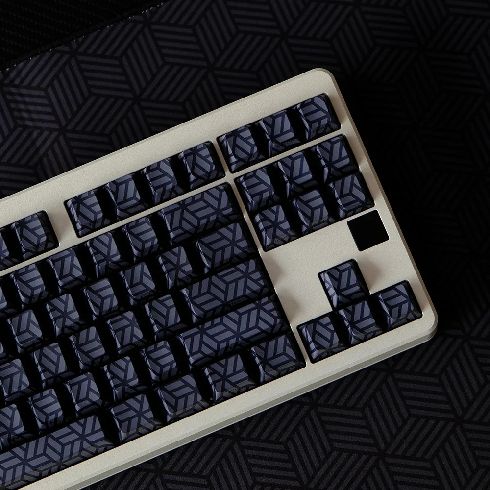 Black Cube Keycap, Side Engraved Transparent Keycap PBT Original Height, Thermal Sublimation, Mechanical Keyboard Cap