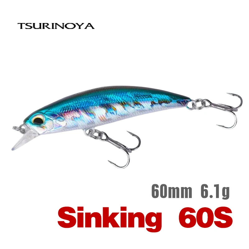 TSURINOYA 60S Sinking Minnow Fishing Lures 60mm 6.1g Jerkbait Bass Pike Carkbait Wobblers Swimbait Professional Hard Bait