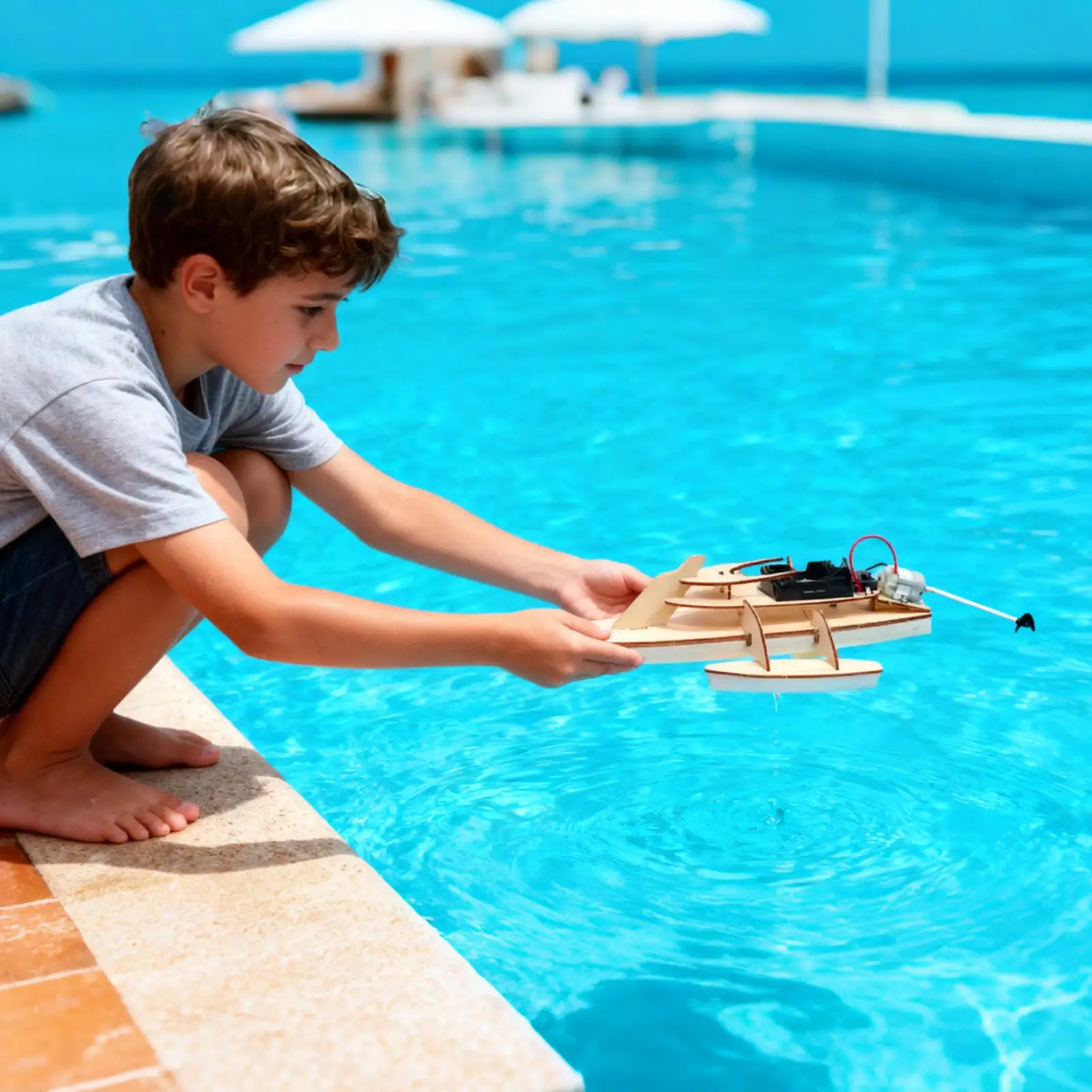 Wooden Boat Model Kits to Build DIY Puzzle Toy Challenging Wooden Electric Boat Model Kit for Ages 6-14 Boys Girls Youth Pretend