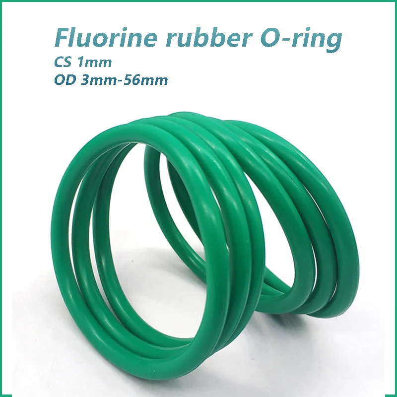 

FKM Green Fluorine Rubber O-Ring CS 1mm OD 3mm-56mm Thickness O-Rings Sealing Gasket Oil Resistant Acid & Alkali Resistant