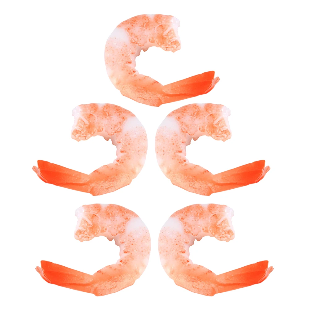

5Pcs Artificial Shrimp Bright Color Fake Shrimp Food Photo Prop Simulated Seafood Display Fake Food Simulation Seafood