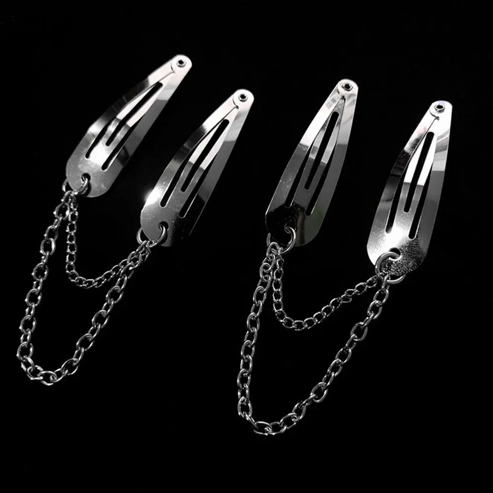 All-match Cherry Water Drop Clip Alloy Chain Cool Cross Barrette Women Hair Accessories Korean Style Hairpin Punk Hair Clip