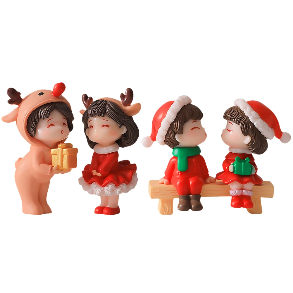Weihnachten Paar Ornamente Mini Figur Handwerk PVC Bräutigam Liebhaber Home Office Landschaftsbau Schmücken Weihnachten DIY Liefert