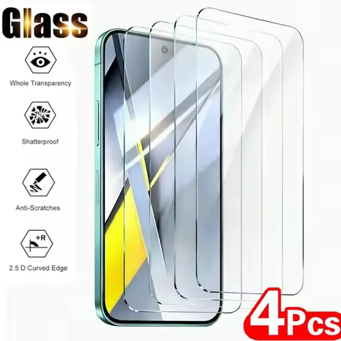 4PCS Unlocking Tempered Glass For POCO F8 Ultra F7 Pro X7 F6 X6 X4 X5 M6 F5 X4 X3 Pro C75 C40 C65 Clear Glass Screen Protector