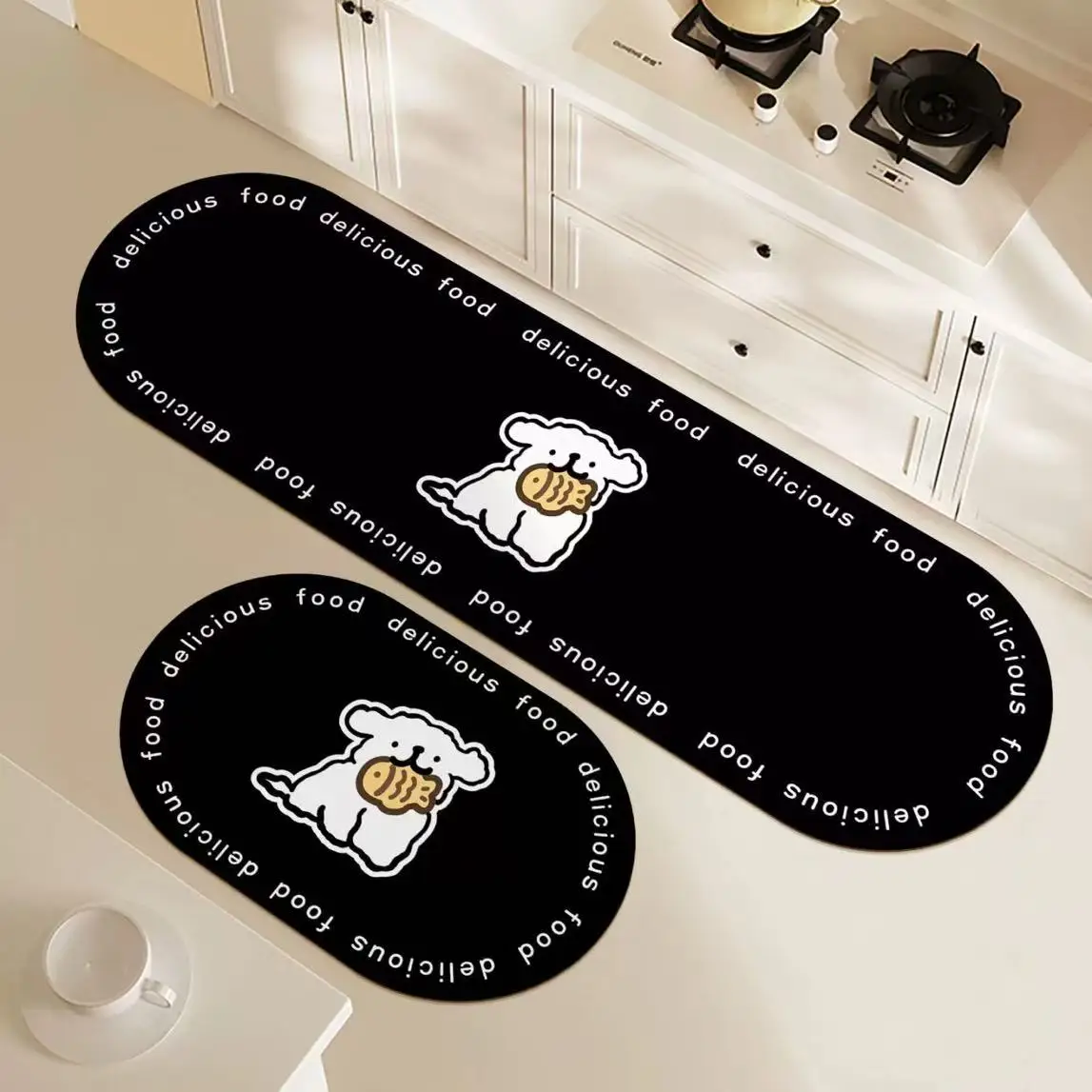 VIKAMA1/2Pms Dopamine Kitchen Anti-Slip Oil-Resistant Floor Mat Bathroom Quick-Drying Blanket Entrance Door Mat Home Decoration