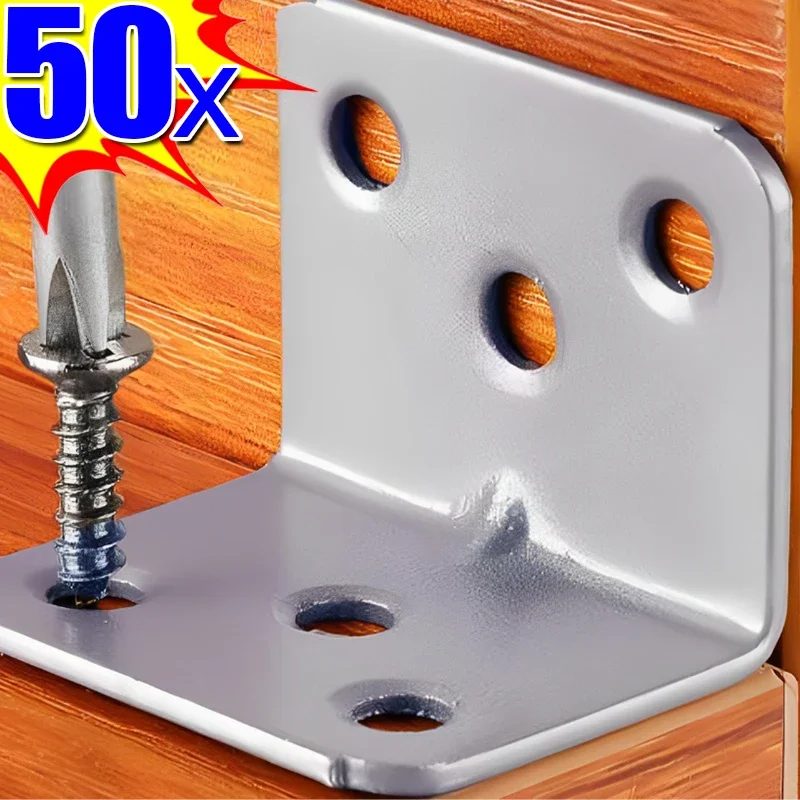 Universal Stainless Steel Corner Bracket 90 Degree Right Angle Fixed Bracket for Wood Furniture Bedframe Cabinet Accessories