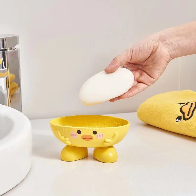 Soap Dish With Drain Duck Shape Soap Box Drain Soap Holder Bathroom Shower Drain Soap Dish Soap Storage Container