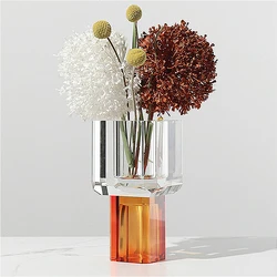 Delicate Clear Crystal Glass Vase Now Dining Table Living Room Floral Hydroponic Vase Square Stained Glass Vase Home Furnishings