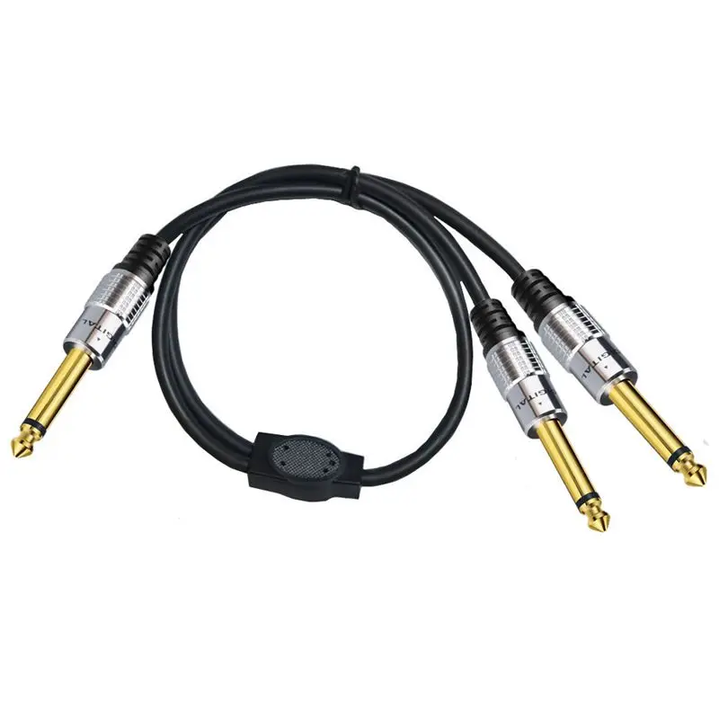 Metal Shell Gold-Plated 1/2 6.35mm Mono To 2 6.35mm Male And Female Audio Speakers Y-Shaped Extension Cable