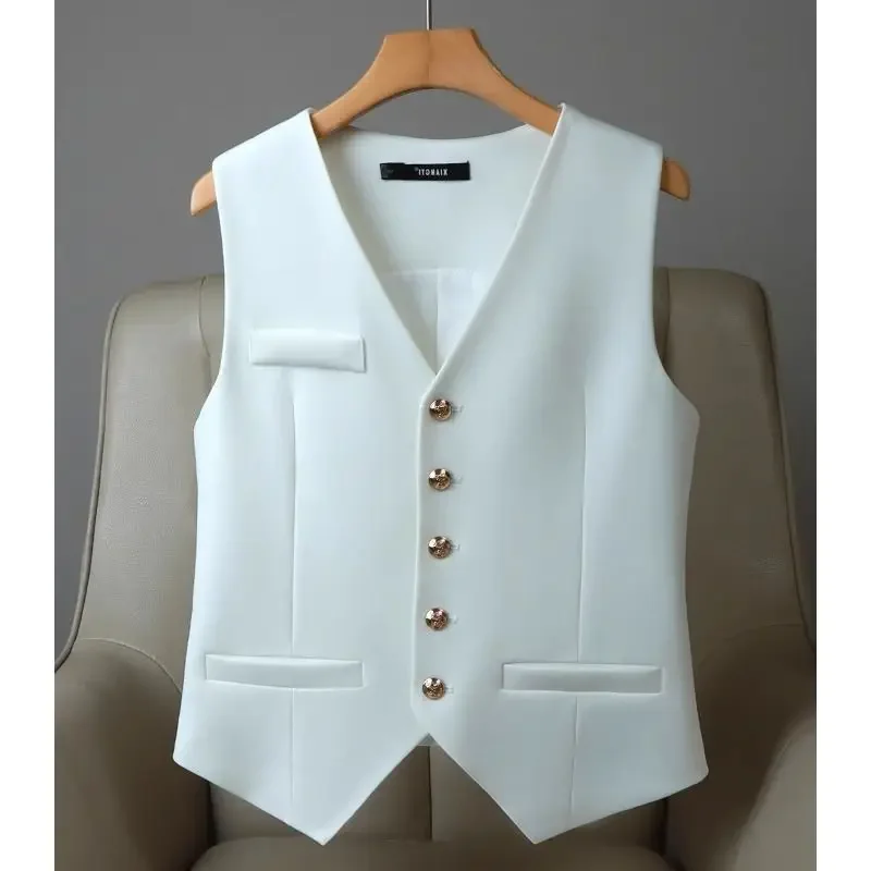 British style suit vest women's spring/summer 2024 new Korean version loose sleeveless camisole horse  chalecos