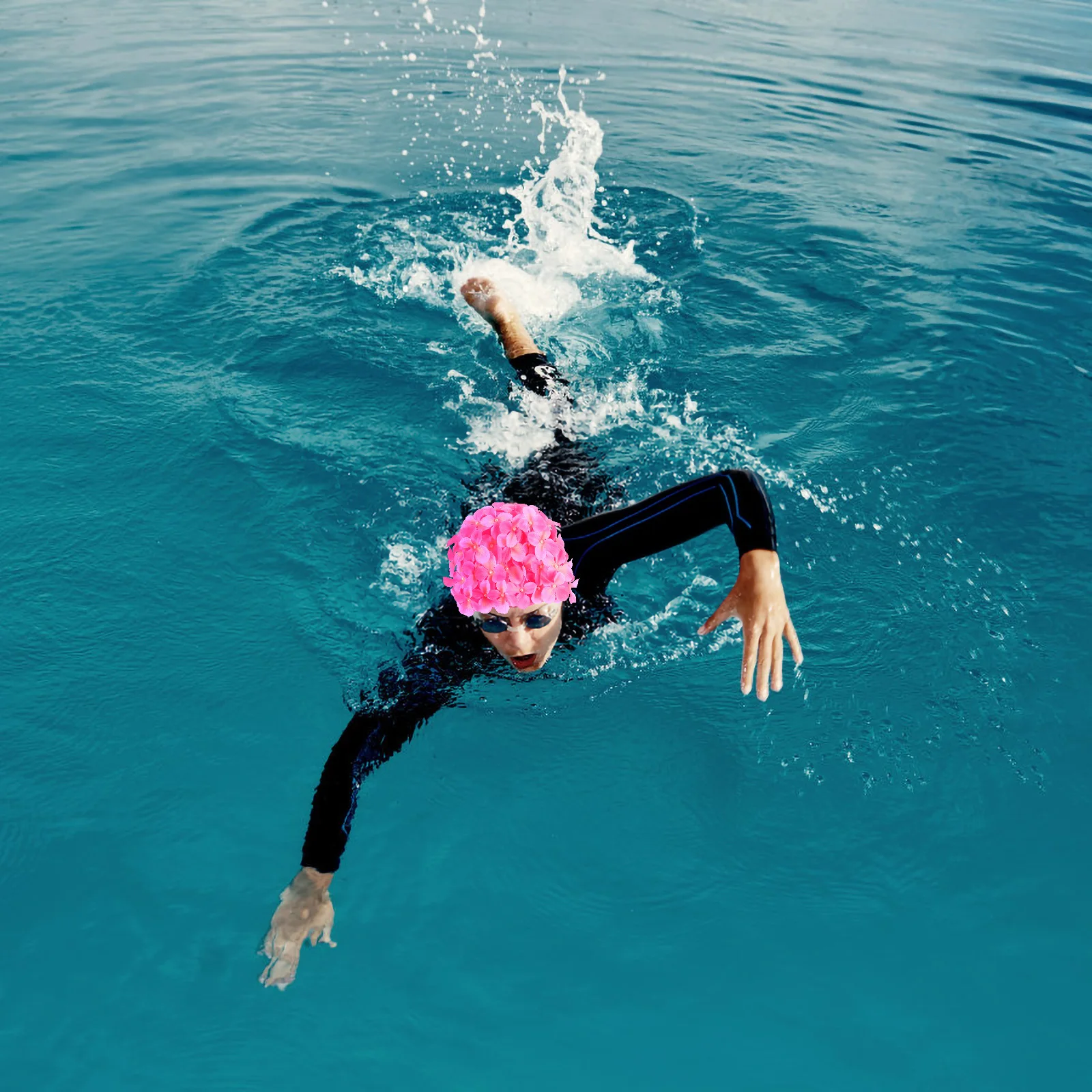 قطعة واحدة من السباحة العصرية على شكل زهرة - مادة صديقة للخفيفة الوزن ومريحة لحماية الشعر في الصيف على الشاطئ #2