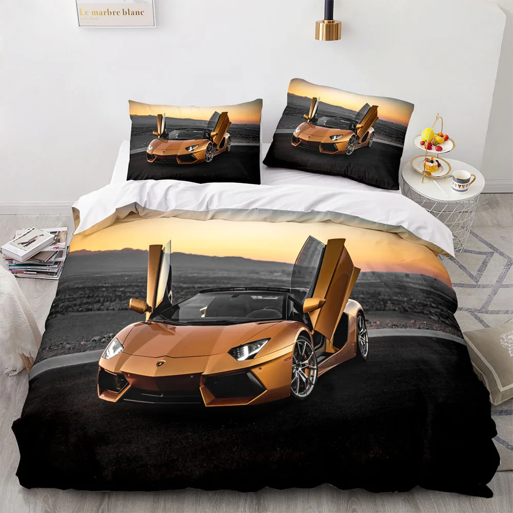 

Sports Car Duvet Cover Sets Full Size,3 Piece Race Car Bedding Sets With Pillowcases For Teens Boys 2/3pcs Polyester Quilt Cover