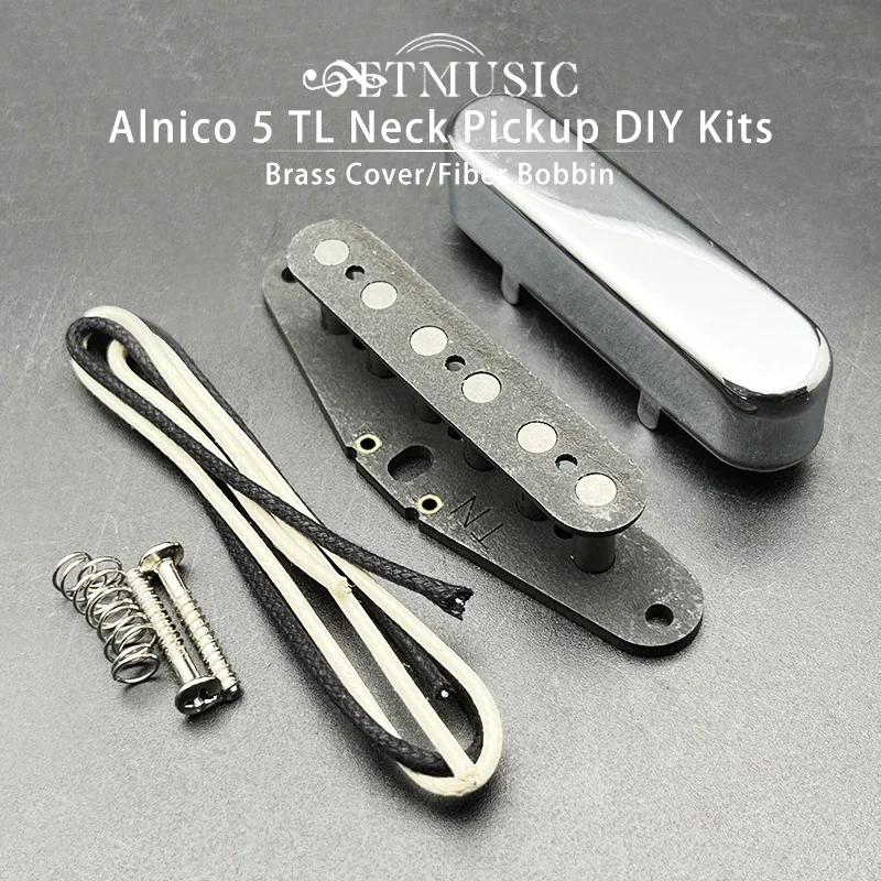 

[Pickup DIY Kits] Alnico 5 TL Neck Pickup Kits- Brass Cover/Fiber Bobbin/Alnico V Pole Piece/Waxed Cloth Cable for TL Guitar