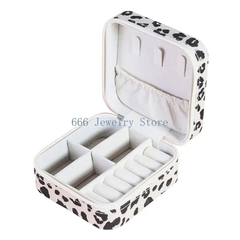 

F2TD Компактный чехол для переноски ювелирных изделий с леопардовым принтом, удобный для путешествий чехол для ювелирных изделий