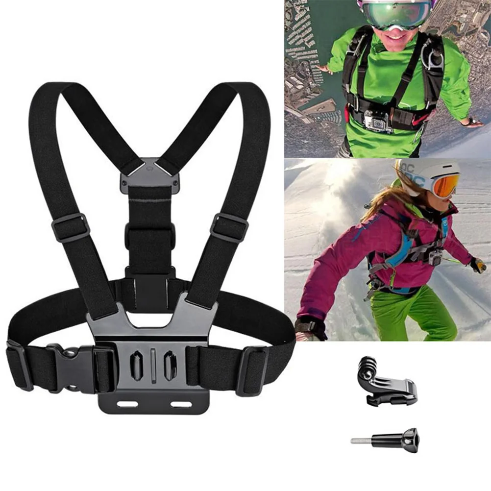 

1 Set Sports Camera Chest Strap Harness Belt For 4 3+ 3 2 1 Durable Material Adjustable Capture Black
