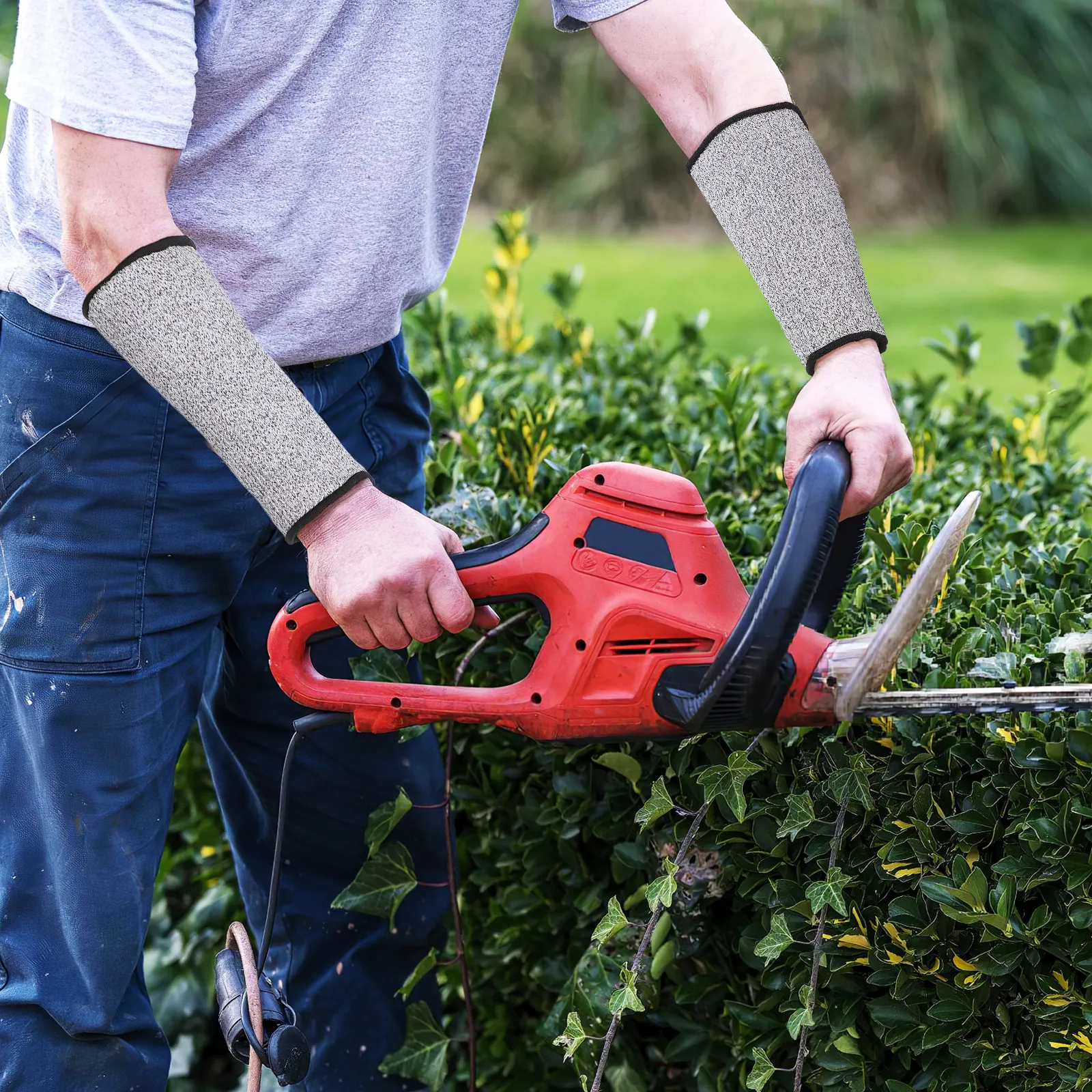 زوجان من أغطية الساعد المقاومة للقطع وأكمام حماية للذراع قابلة للتمدد وأكمام عمل آمنة لتحريك البستنة