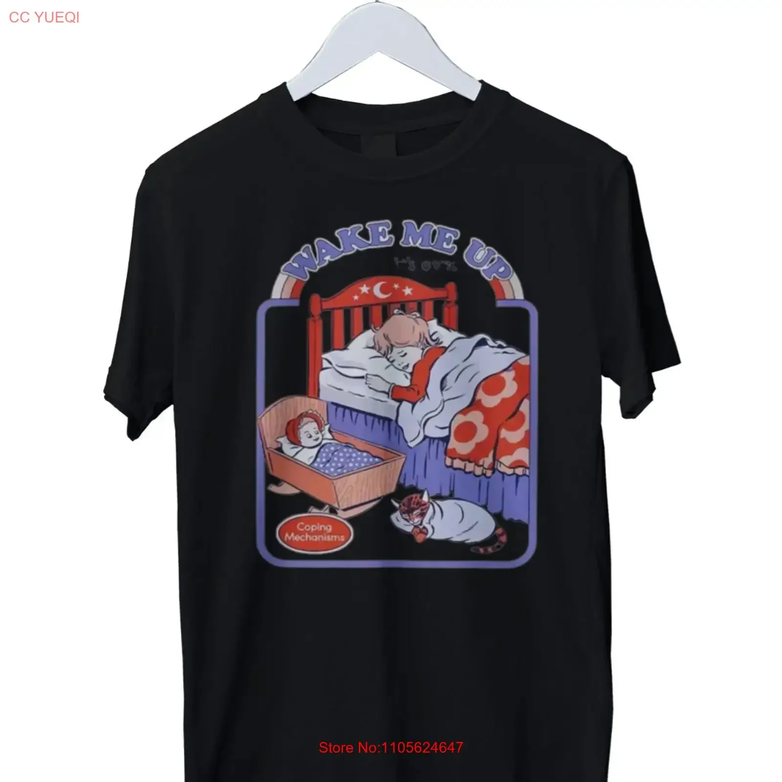 Wake Me Up Pattern Washed Mens T Shirt S M L XL 2 3 4 long or short sleeves vintage Washed Stylish Breathable