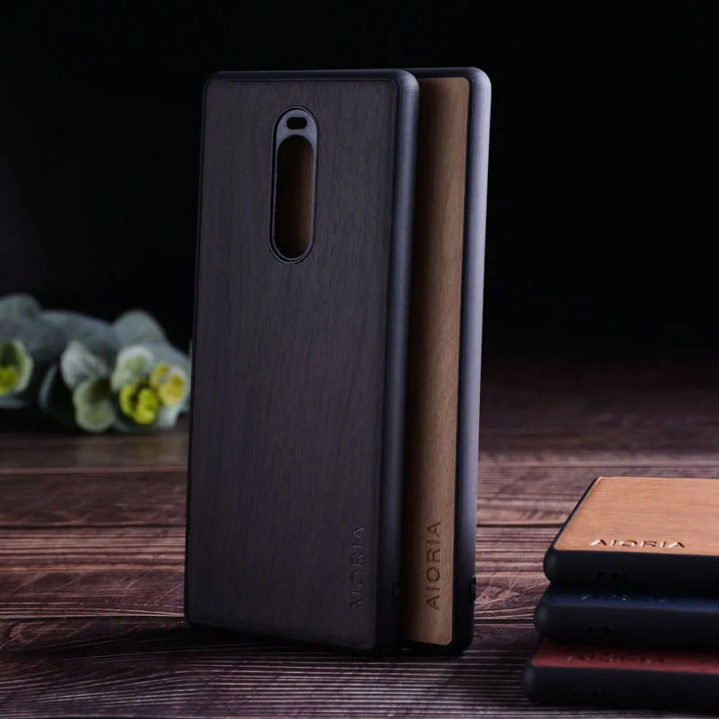 Wood Like case for Sony Xperia 1 XZ3 XZ4 soft TPU silicone&Hard PC&wood PU leather skin covers coque fundas