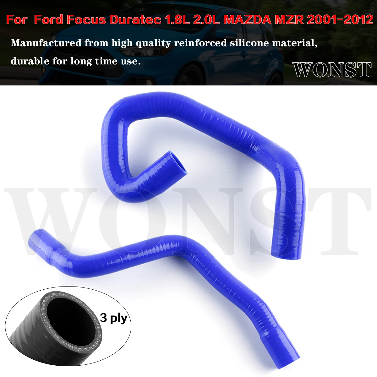 

For 2001-2012 Ford Focus Duratec 1.8L 2.0L MAZDA MZR Silicone Radiator Hose Pipe Kit 2002 2003 2004 2005 2006 2007 2008 2010