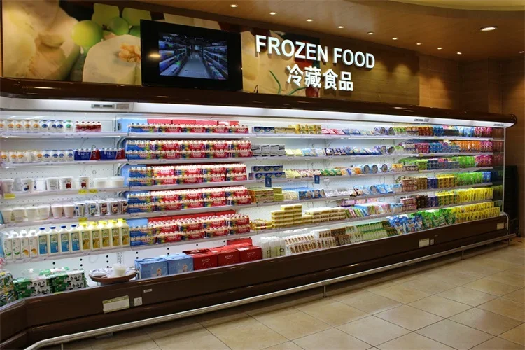 Refrigerating Air Curtain Cabinet The Air Curtain Cabinet Supermarket Multideck Open Top Display Chiller