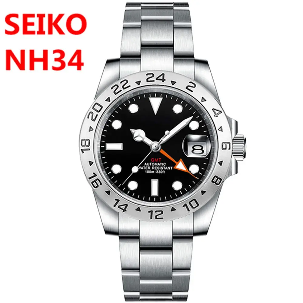 

Luxury Diving NH34 Watch GMT reloj hombre Automatic Mechanical Wristwatches Luminous Corgeut Men's Watches 10BARS Sapphire Glass