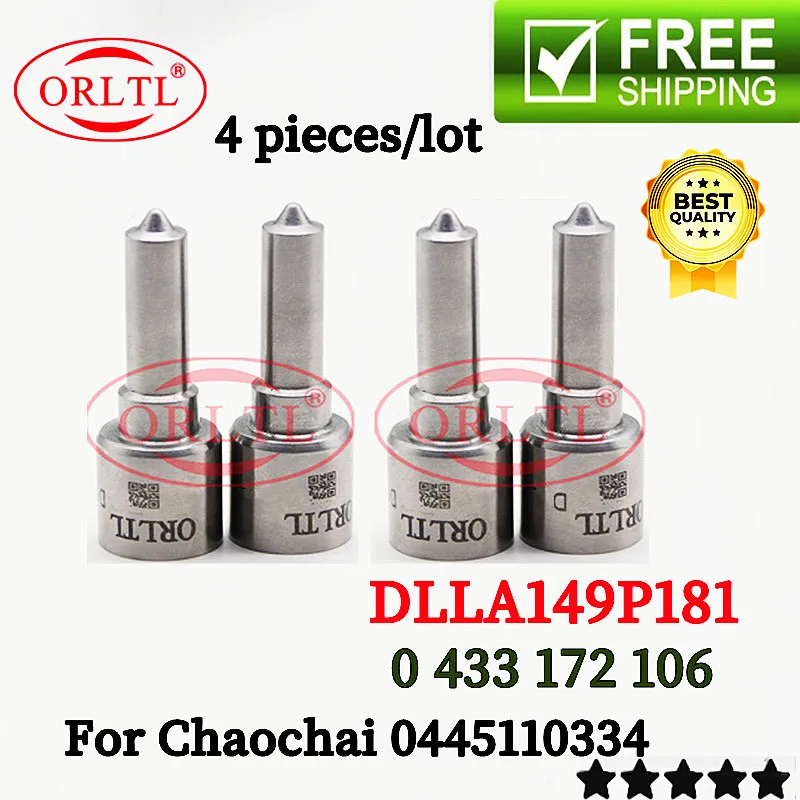 4PCS 0445110334 DLLA149P1813 Diesel Fuel Injection Nozzle DLLA 149P1813 for Chaochai 0 445 110 334 Injector 4 PCS