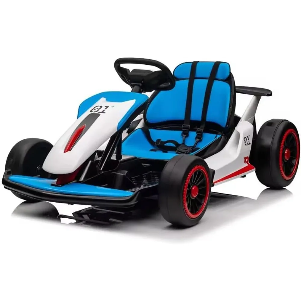 

24V Electric Go Kart, 300W Drift Kart, with 2 Speeds, Wireless, Music, Soft Start, 7AH Large Battery ＆ 5-Point Safety Belt