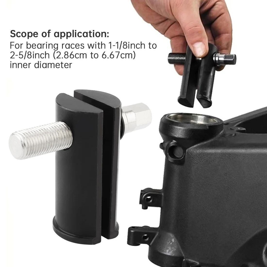 Extractor de cojinetes de carreras, herramienta de alta resistencia, cuello de dirección, 2 piezas, para carreras de 1-1/8 pulgadas a 2-5/8 pulgadas, ID