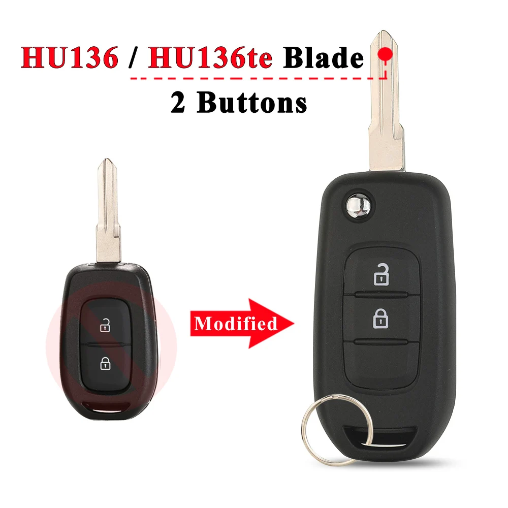 jingyuqin Geschenk-Fernbedienung, modifizierter Autoschlüssel für Renault Sandero, Dacia Logan, Lodgy, Dokker, Duster, Flid, Klappschlüsselgehäuse, 2/3 Tasten – Detail 4