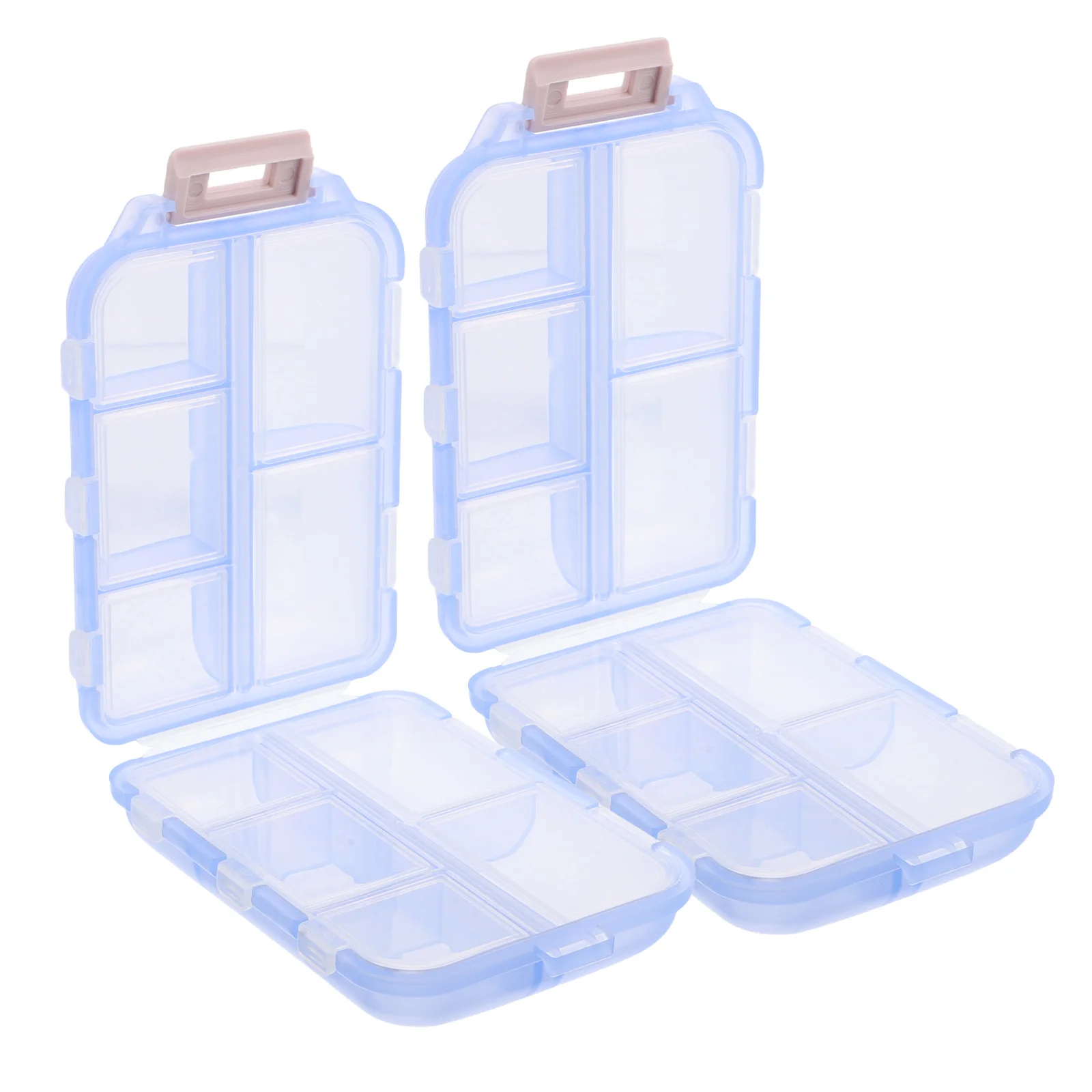 

2Pcs Portable Pill Organizer Dual Layer Compact Transparent Compartments Travel Medicine Case Daily Use Pocket Pill Case