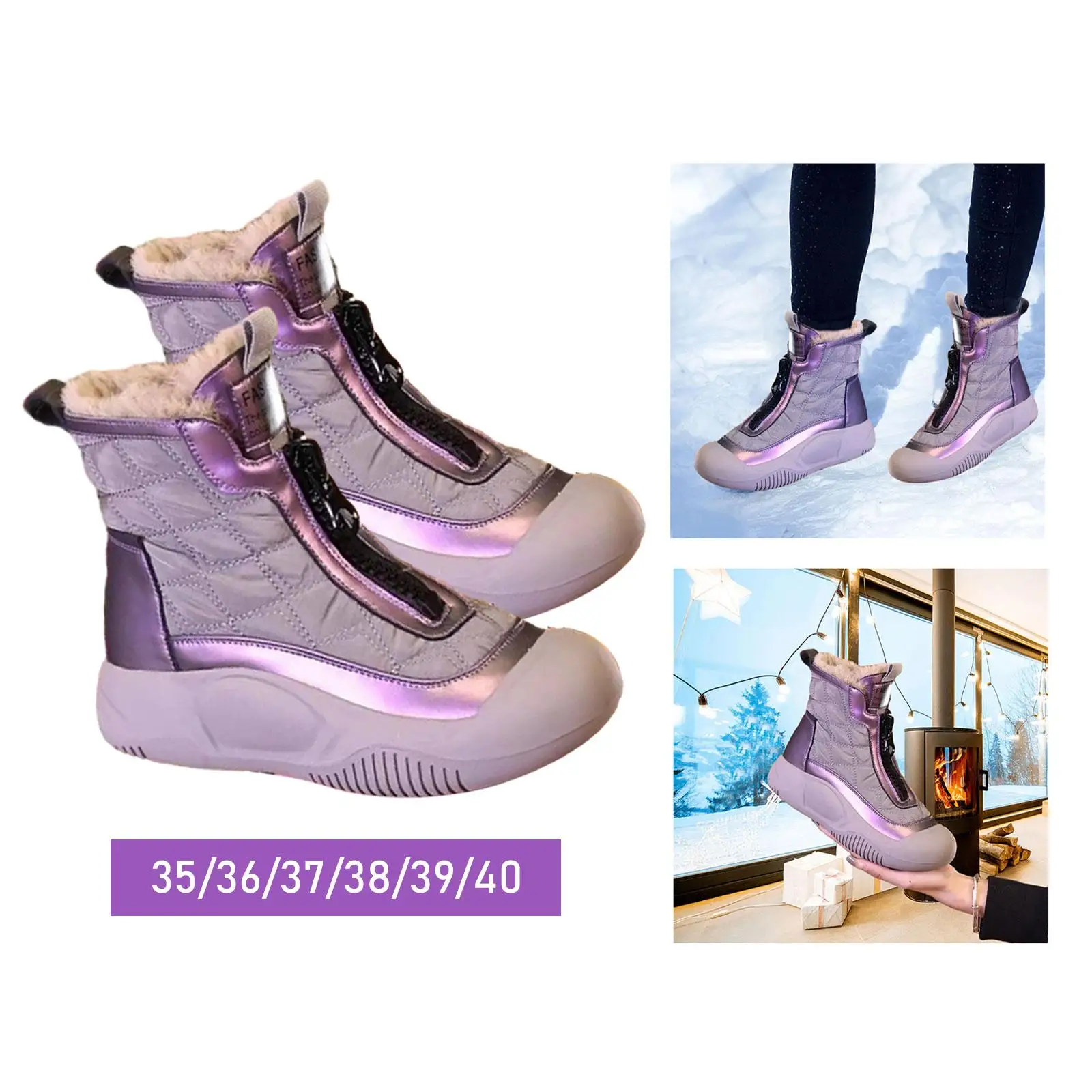 Botas de nieve de invierno para mujer, zapatos antideslizantes que mantienen el calor para senderismo al aire libre en invierno