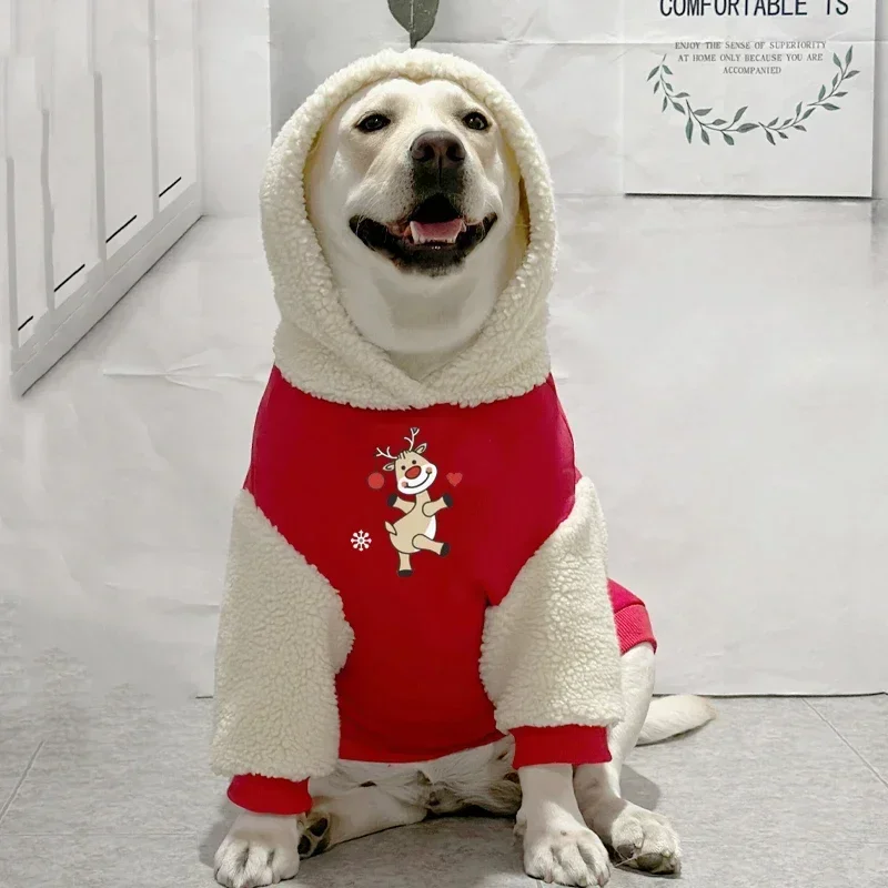 Christmas Dog Clothes Winter Pet Hoodie Coat Big Large Dog Clothing Outfit Poodle Corgi Samoyed Husky  Golden Retriever Costume