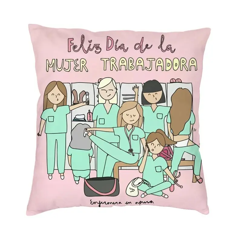 Enfermera En Apuros Doctor Nurse Medical Health Cushion Cover Velvet Modern Pillow Case for Sofa Home Decor