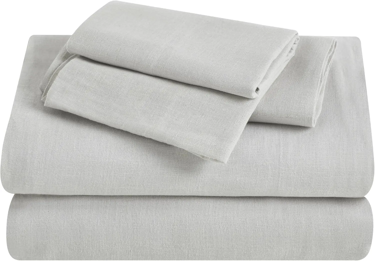 

Cotton Linen Blend Sheet Set, Bedsheets For Home Decor, Modern Solid Bedding Includes 1 Oversized Fitted Sheet, 1 Flat Sheet, 2