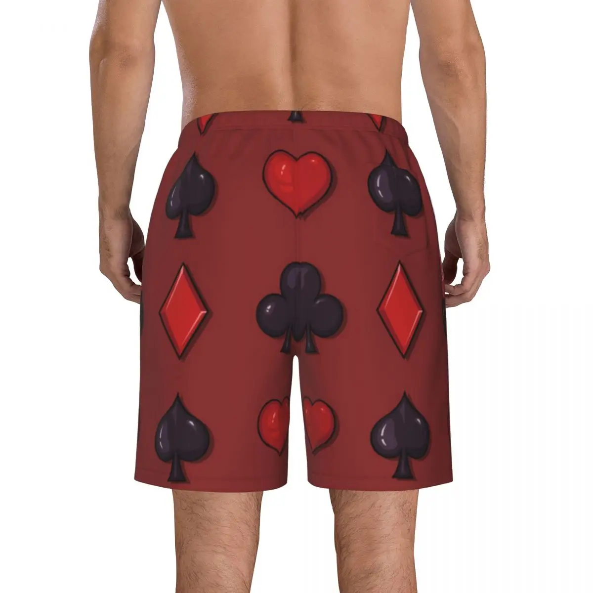 Quick Dry Swimwear Beach Board Short For Man Playing Card Suits Geometric Swimming Trunk