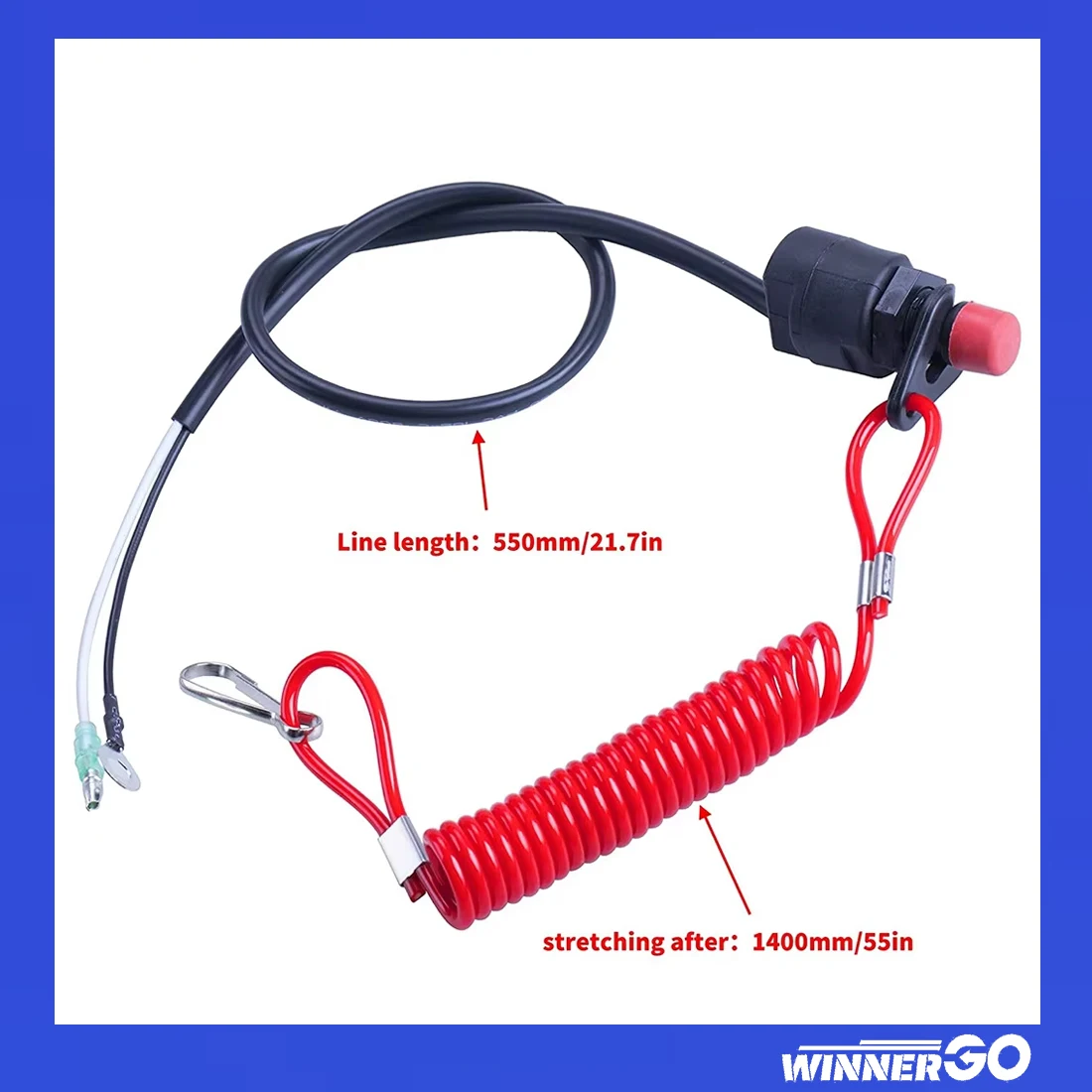 

Boat Outboard Switch Engine Motor Lanyard Kill Urgent Stop Button Safety Connector Cord Compatible for Yamaha Suzuki Honda Boat