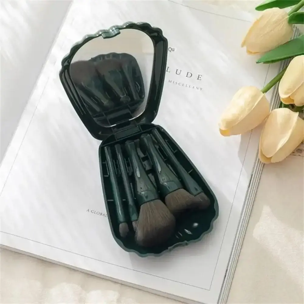 5Pcs With Mirror Shell Makeup Brushes Set Soft Upgrade Makeup Powder Brush Fine Angle Eyeshadow Highlighter Foundation Brush