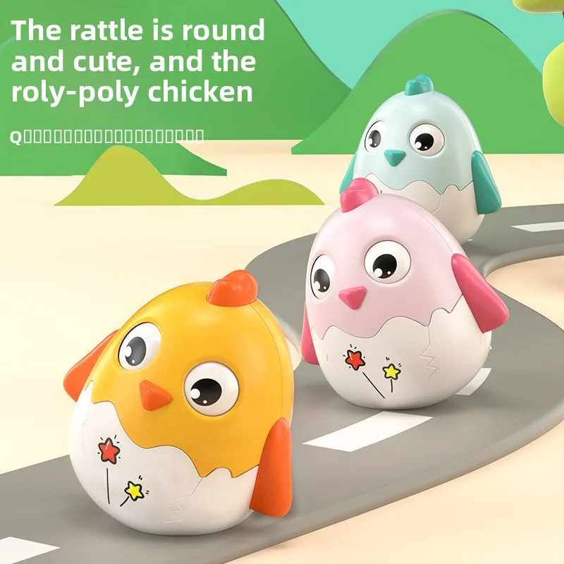 لعبة بهلوان كبيرة لطيفة على شكل دجاجة لطيفة للأطفال، خشخشة تعليمية للتعلم المبكر للأطفال، مثالية للأولاد والبنات #4