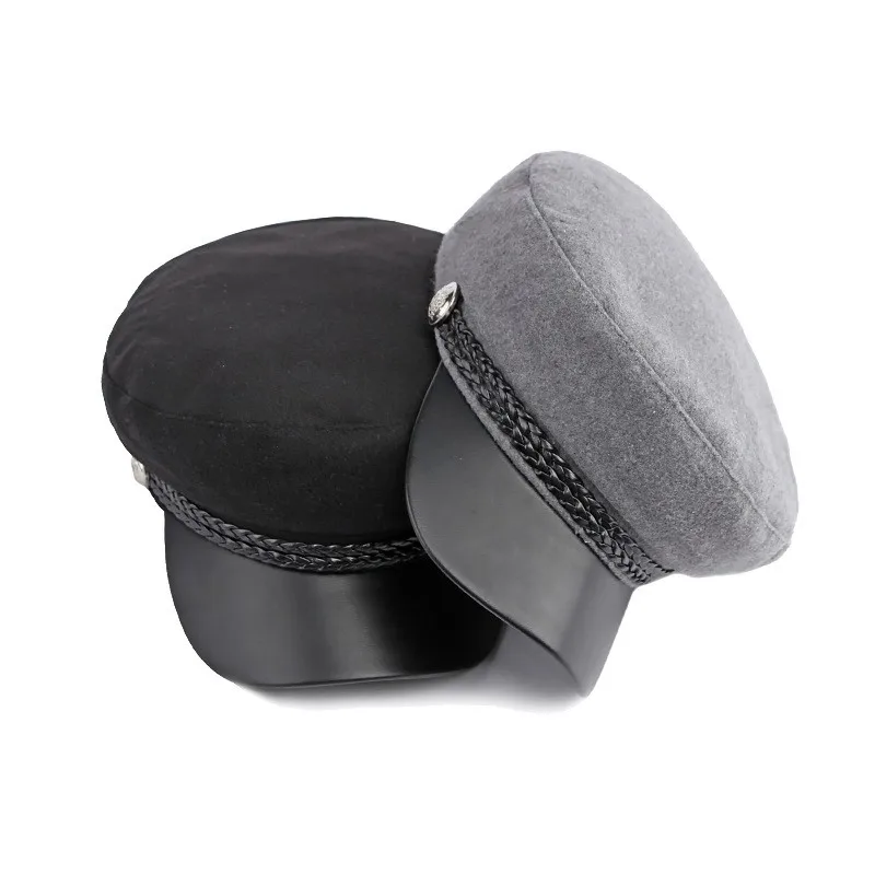 Autumn and Winter Polyester Solid Military Hats Navy Cap Flat Cap Octagonal Cap For Men And Women 01