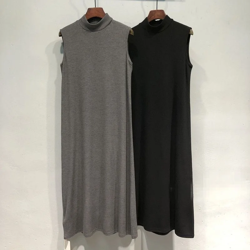 

plus Size Women's Long Svel Dr f High Collar Vest Inner Wear Spring Autumn Loose Elastic Big Code Clothing