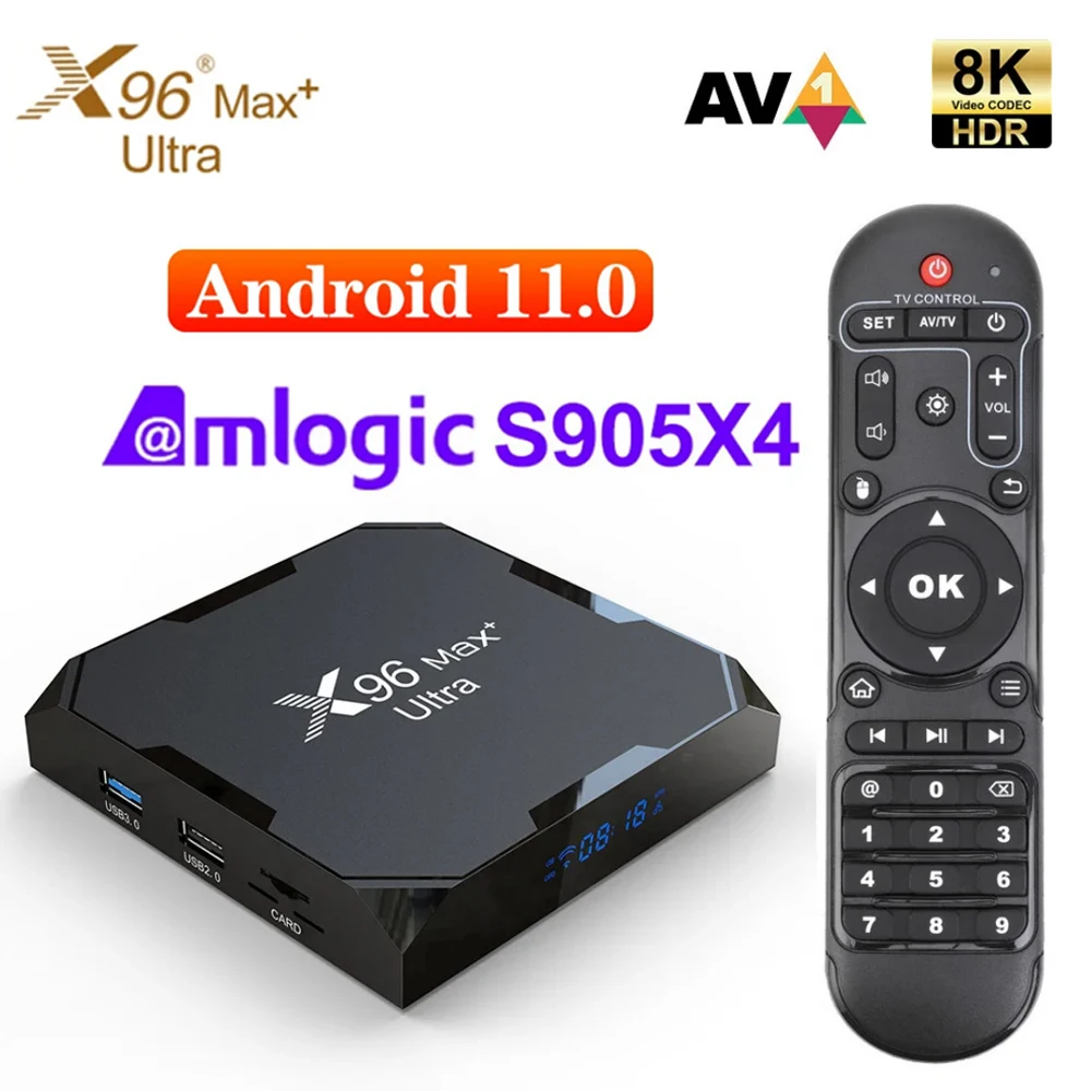 Новая ТВ-приставка Android 11 X96Max Plus Ultra 32 ГБ 64GBAV1 8K Wi-Fi BT Smart Tvbox 8K Видеокодек Плеер ТВ-набор