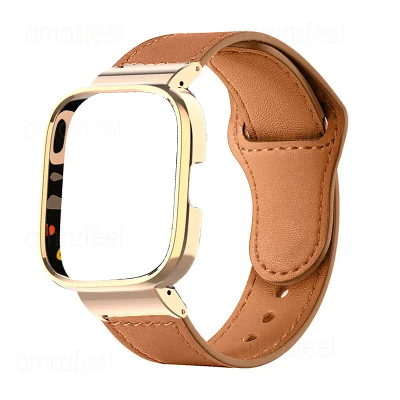 For Redmi Watch 3 Active Leather Strap Metal Case Protector For Mi watch Lite Watchband Redmi Watch 2 Lite Bracelet Shell Frame