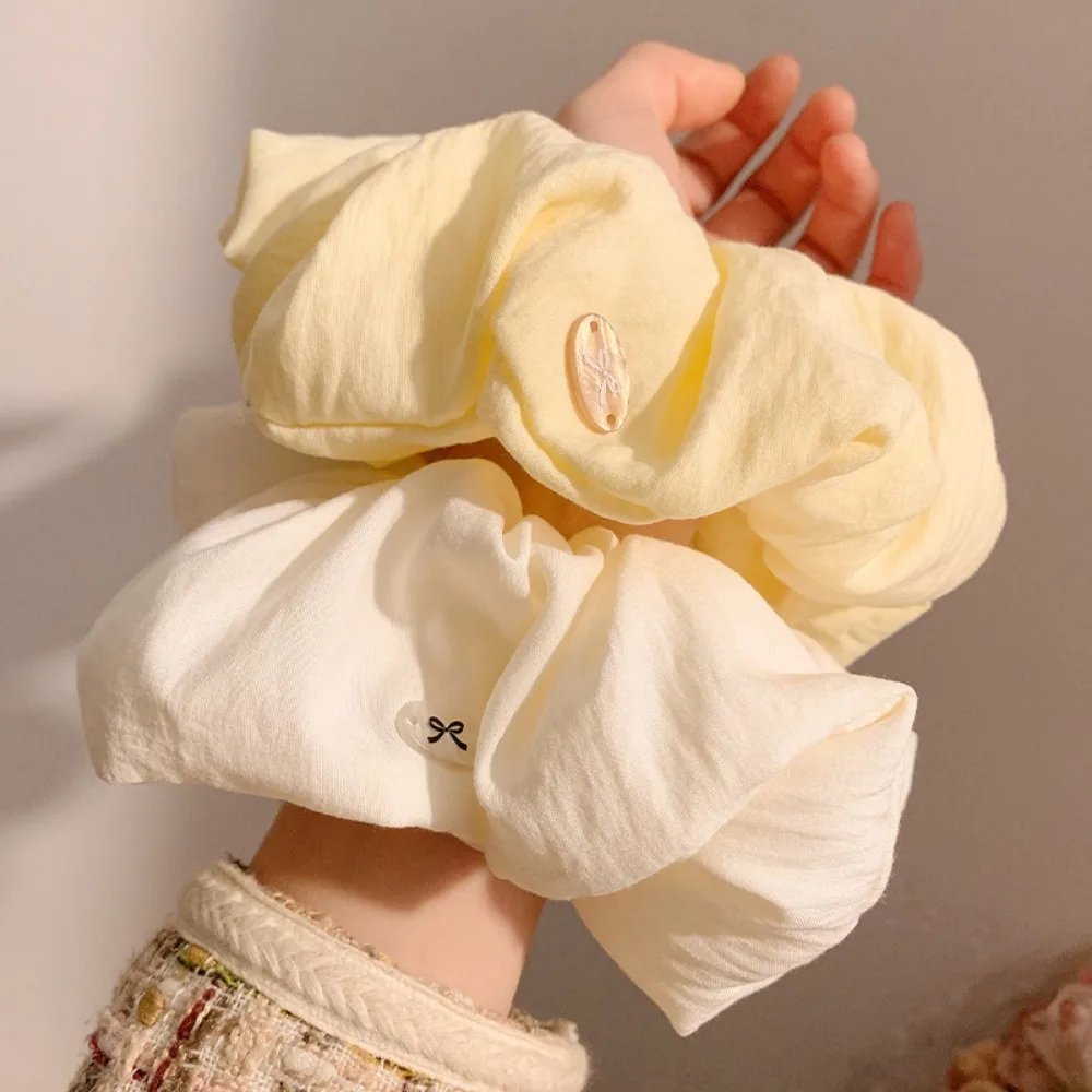 Conjunto de diadema de tela de gran tamaño, 1/2 Uds., nicho bonito y fresco, esquema de Color amarillo y blanco y diseño plisado para un estilo callejero diario