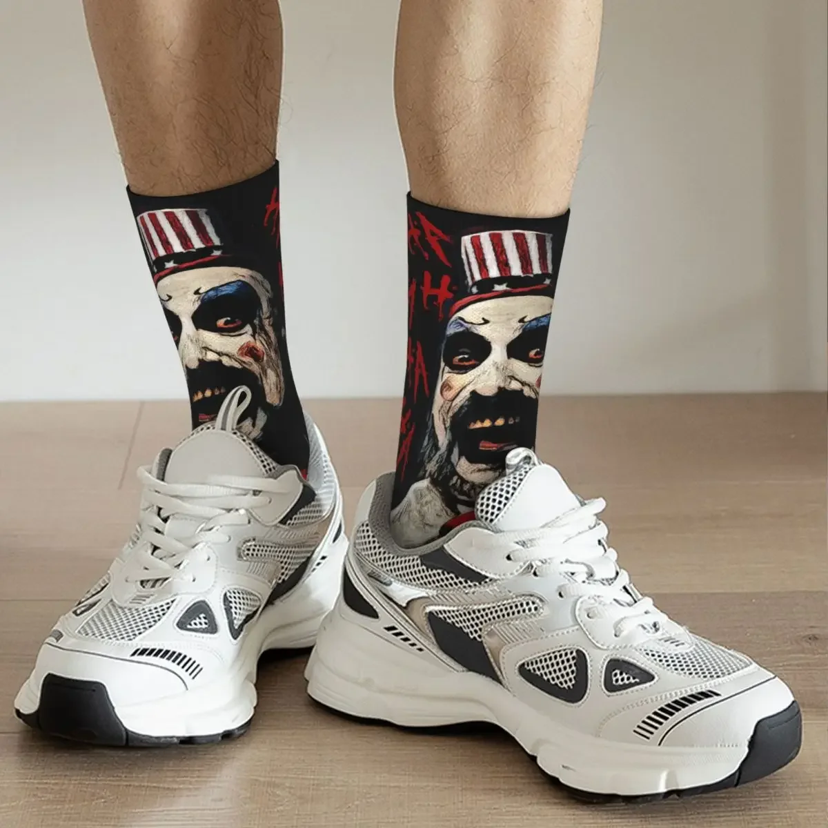 Vintage Captain Spaulding Men\'s Compression Socks Unisex House Of 1000 Corpses Horror Movie Harajuku Pattern Printed Crew Sock