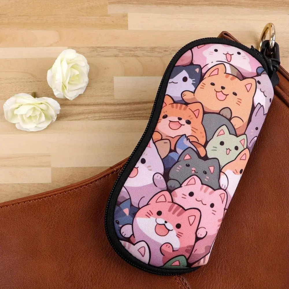 Nylon Sunglasses Storage Bag with Keyring Solid Color Hanging Sunglasses Durable Portable SunGlasses Holder Eyewear Accessories