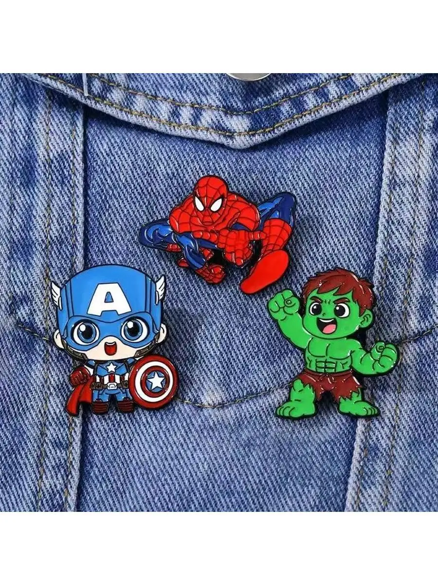 

3 шт., набор «Мстители Marvel», эмалированные булавки для лацканов, супергерой Капитан Америка, броши с героями мультфильмов, значки в стиле аниме для рюкзака