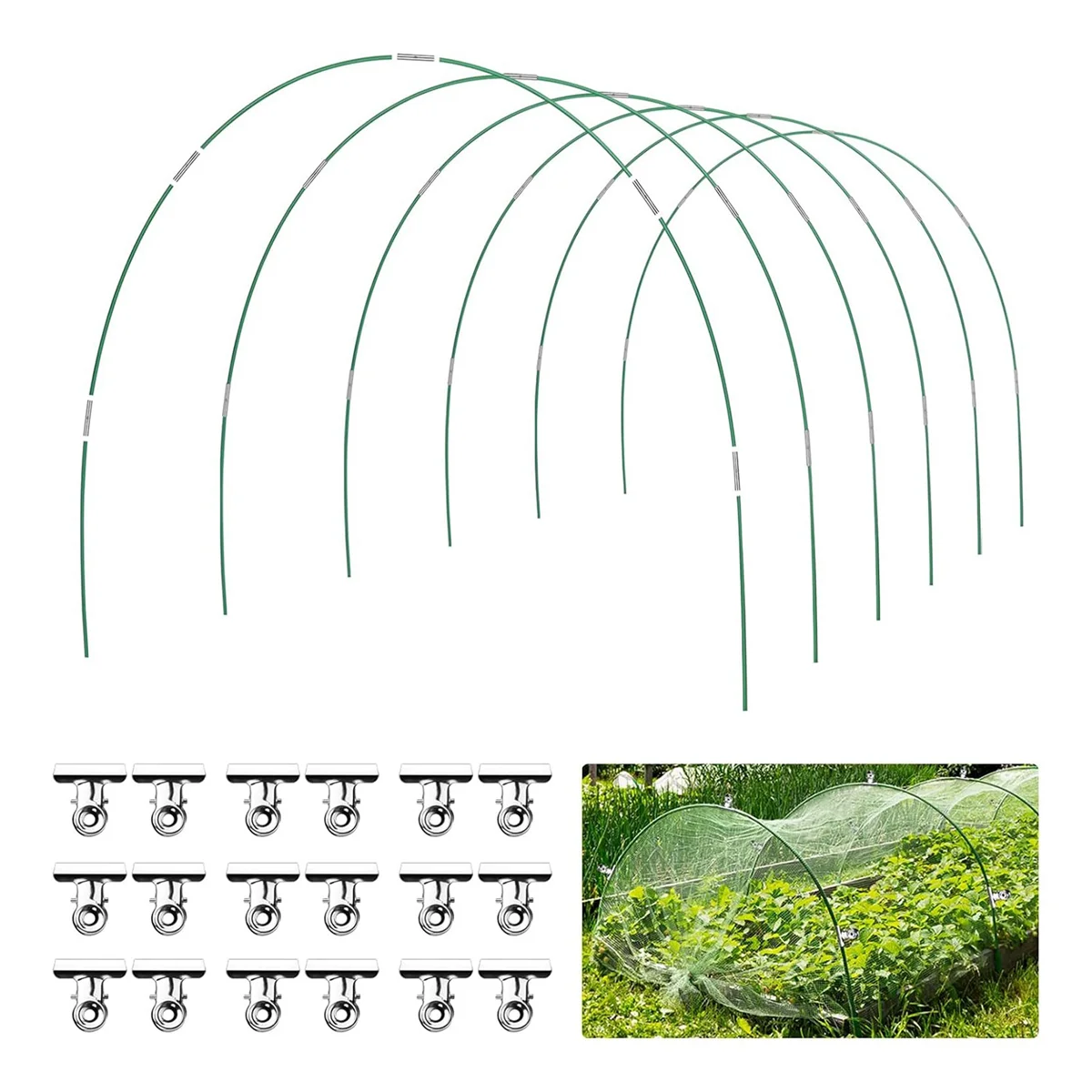 36 PCS Green House Hoops Grow Tunnel 6 Sets of 8.5 FT Long Garden Hoops Kit, Rust-Free Fiberglass Raised Beds Hoops